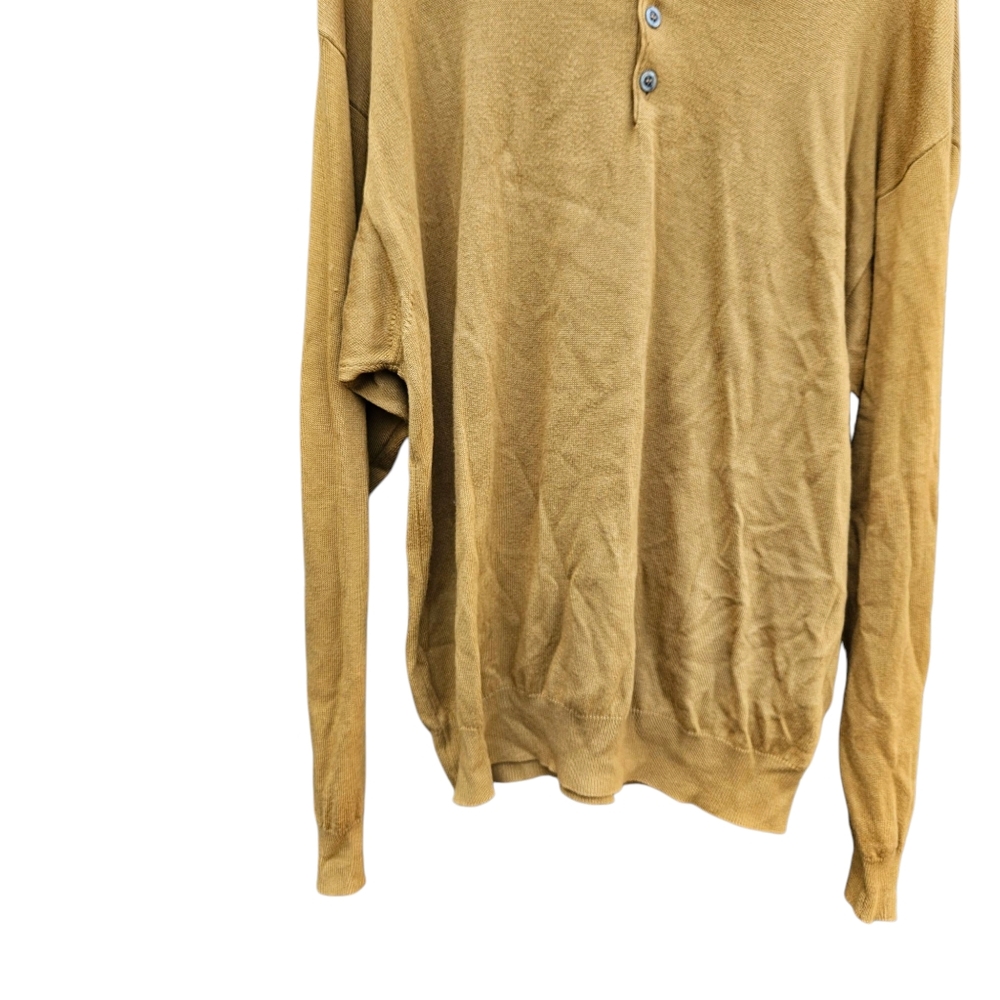 R&R Casuals  Mustard Yellow Polo Sweater Mens Size M - Picture 11 of 14